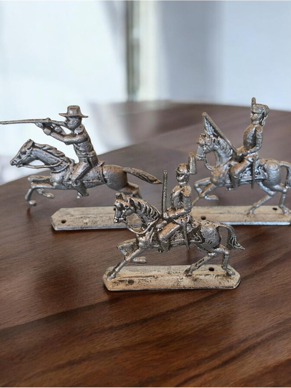 Miniature Pewter Cavalry Soldiers Set of 3 Vintage Miniature Cavalry Soldiers